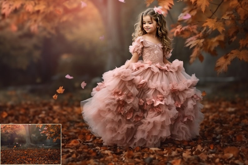 Autumn Forest Backgrounds, 20 PNG autumn backgrounds, leaves, falling leaves, Golden Hour, Digital Background, Portraits, autumn colors image 9