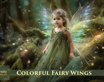 Colorful Fairy Wings, 51 Overlays, iridescent, Christmas, Light photo overlays, Maternity, Portrait, Magic digital wings, sparkly, Pregnant