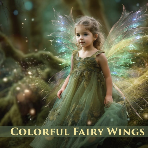 Colorful Fairy Wings, 51 Overlays, iridescent, Christmas, Light photo overlays, Maternity, Portrait, Magic digital wings, sparkly, Pregnant