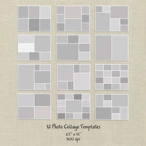 12 Storyboard Templates, 8.5x11, Photo Collage Templates, Layered Digital Collage, PSD Photographer Template, Digital Scrapbooking