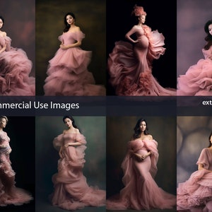 Stock Photos, Beautiful Girls in Pink Dress, 8 PNG Commercial License, Generative ai,