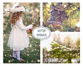 Kerst overlay, Glitter Effect Foto Overlays, Blowing Glitter Photoshop Overlays, Confetti Foto laag, Fairy stof effect, Bokeh overlay