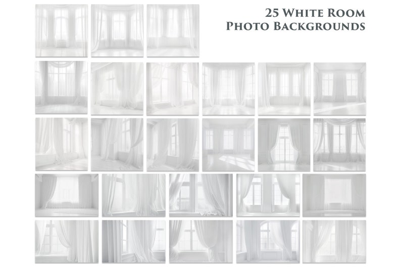 25 White Room Digital Photo Backdrop, Portrait photo texture, wedding, white curtain, background, maternity, pregnant photography, baby image 2