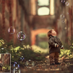 Bubbles Photoshop Overlays, Photo editing, Realistic Soap Bubble Photo Effect, Digital Backdrop, Colorful, Summer, Baby image 3