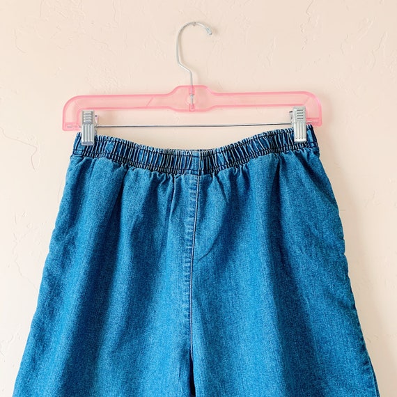 vintage denim elastic waist shorts, small