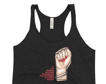 Feministisches Fist Racerback Tank: Multikulturelles Damen-T-Shirt