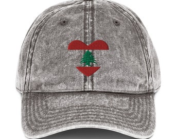 Czapka z libańskiej flagi serca Vintage Cotton Twill