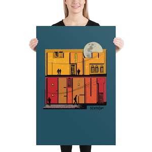 Póster de la calle Beirut - Caligrafía tipográfica - Letras latinas árabes e inglesas - Regalo para él - Inauguración de casa - Beirut de noche