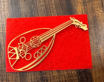 Oud Musical Instrument Golden statement Pin brooch