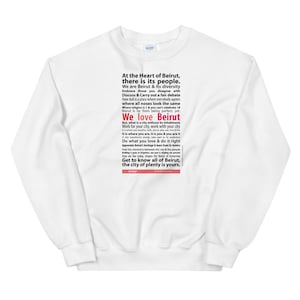 Beirut Manifesto Unisex Sweatshirt in Grau oder Weiß - Geschenk für Libanesin