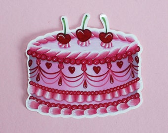 Pink Cake Vinyl Sticker by Betty & The Lovecats