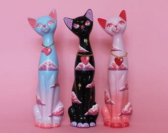 MADE TO ORDER  Cloud Kitschy Cat Wall Hanging by Betty & The Lovecats