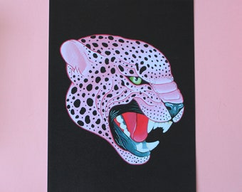 A4 Pink Leopard Art Print by Betty & The Lovecats