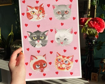 A4 Lovecats Art Print by Betty & The Lovecats