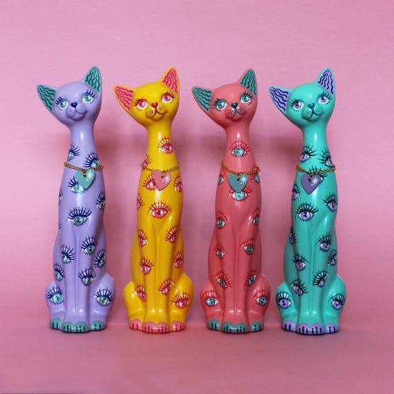 MADE TO ORDER Eyes Kitschy Cat Wall Hanging by Betty & The Lovecats