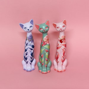 MADE TO ORDER  Floral Kitschy Cat Wall Hanging by Betty & The Lovecats