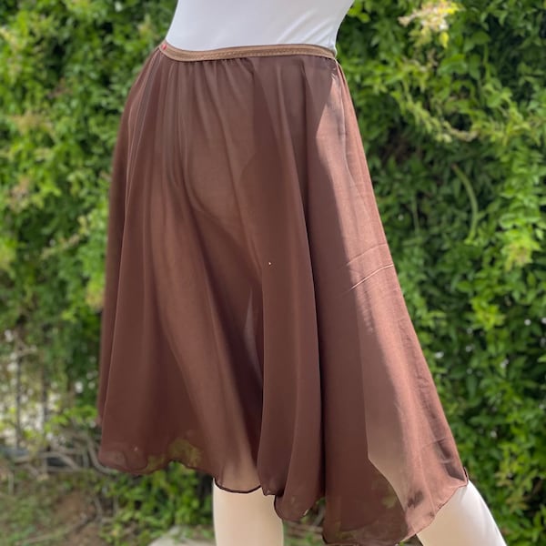 Chocolate~Knee Length Chiffon Ballet Skirt in Brown, Ballet Dancer Gift