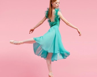 Robin's Egg~Knee Length Chiffon Ballet Skirt, Ballet Dancer Gift