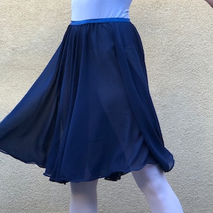 Midnight~Knee Length Chiffon Ballet Skirt in Navy, Ballet Dancer Gift
