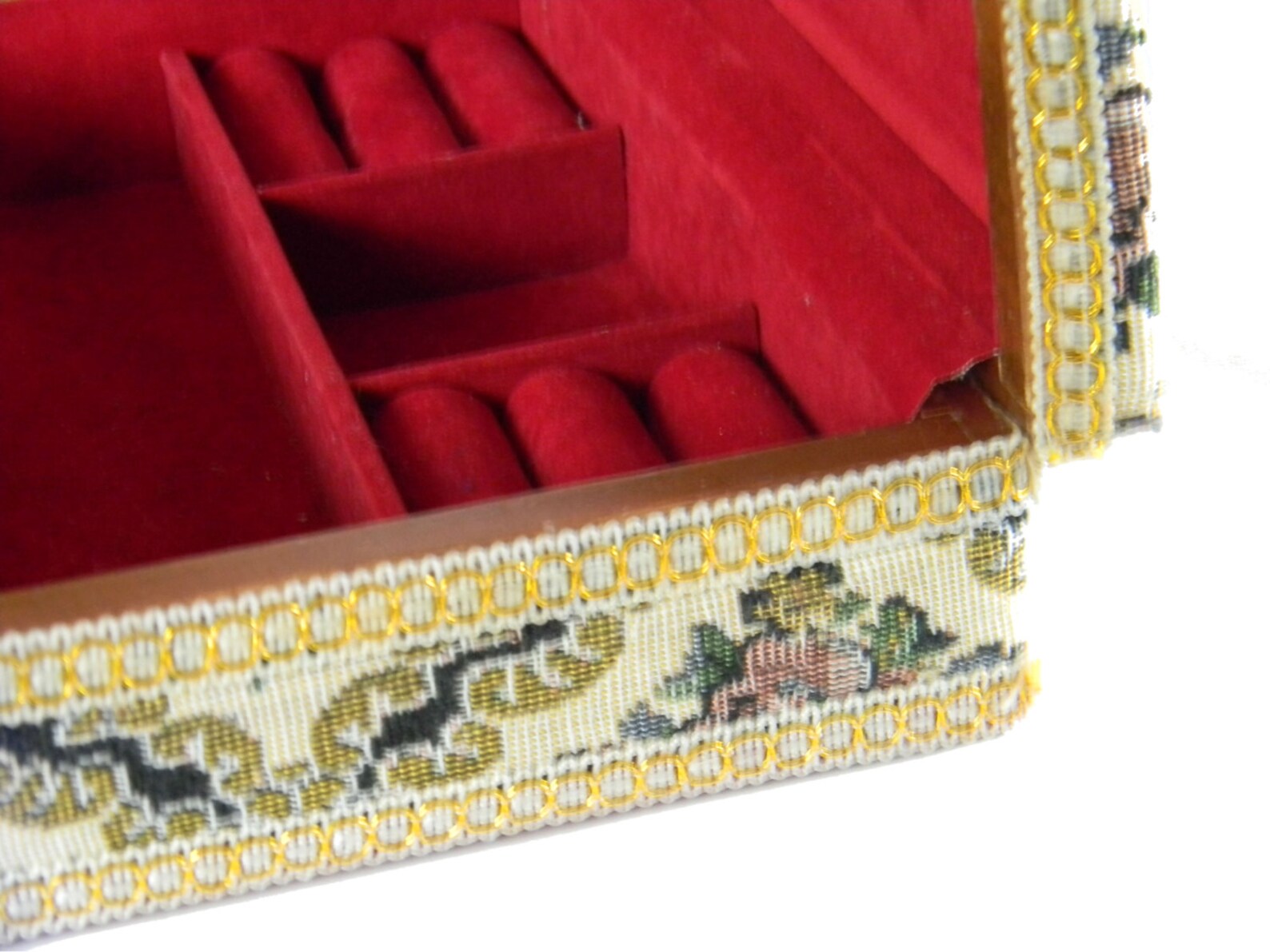 Vintage Jewelry Box Embroidered Tapestry Etsy