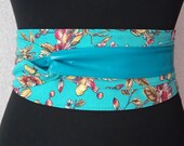 Sash denim women 39 s Obi belt wide 120, reversible Japanese belts for women, vegan leather corset belt