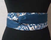 Woman Reversible Obi Belt Wide 210 , Waist Belts for Women , Blue Denim Fabric Women 39 s Corset Belt , Sash Female Cotton Japanese Belts