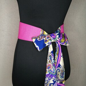 reversible casual Japanese corset belt for women Sash hot pink linen women/'s Obi belt wide 370