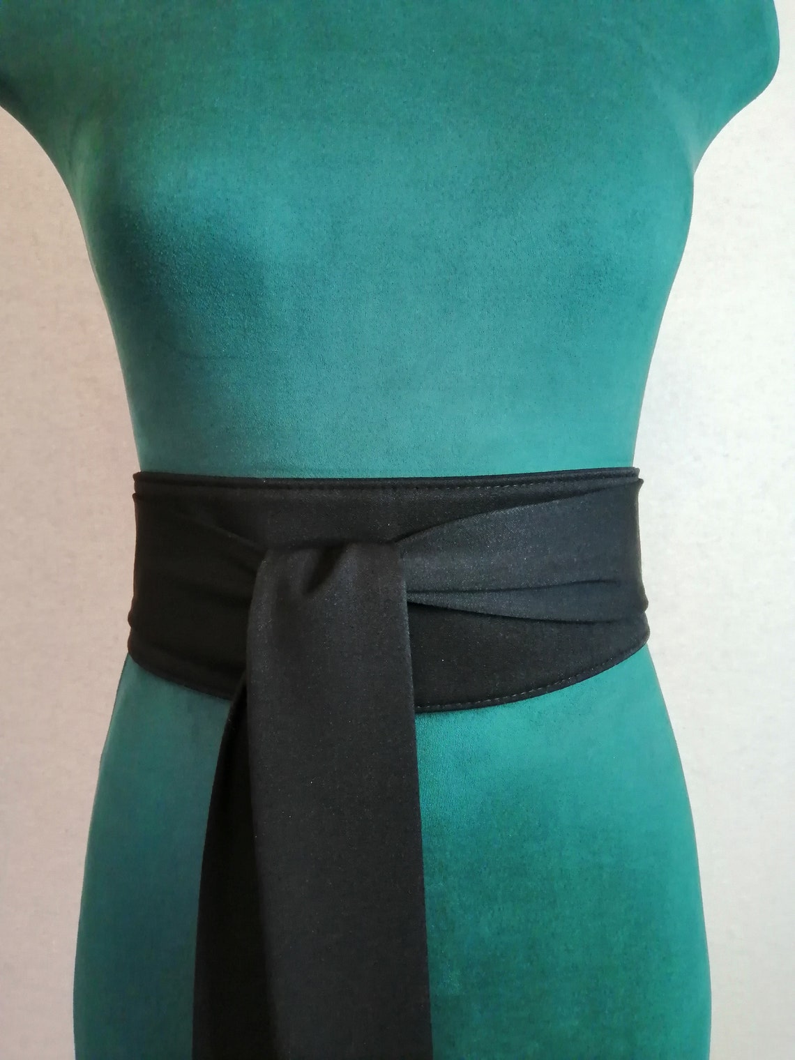 Black cloth casual women's Obi belt wide 036 Japanese | Etsy