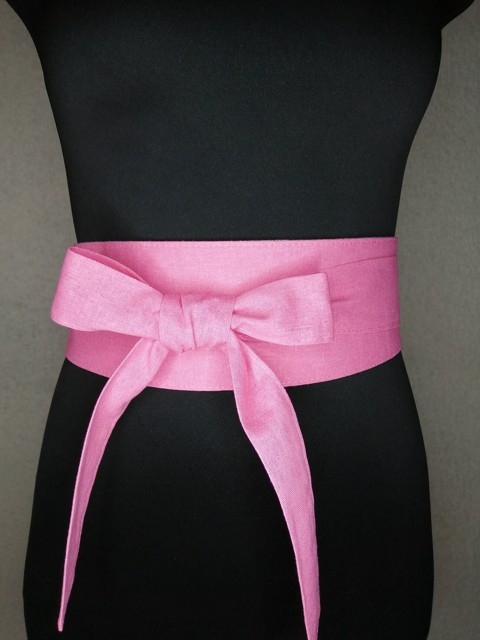 Pink linen women's Obi belt wide 373 casual corset belt Etsy