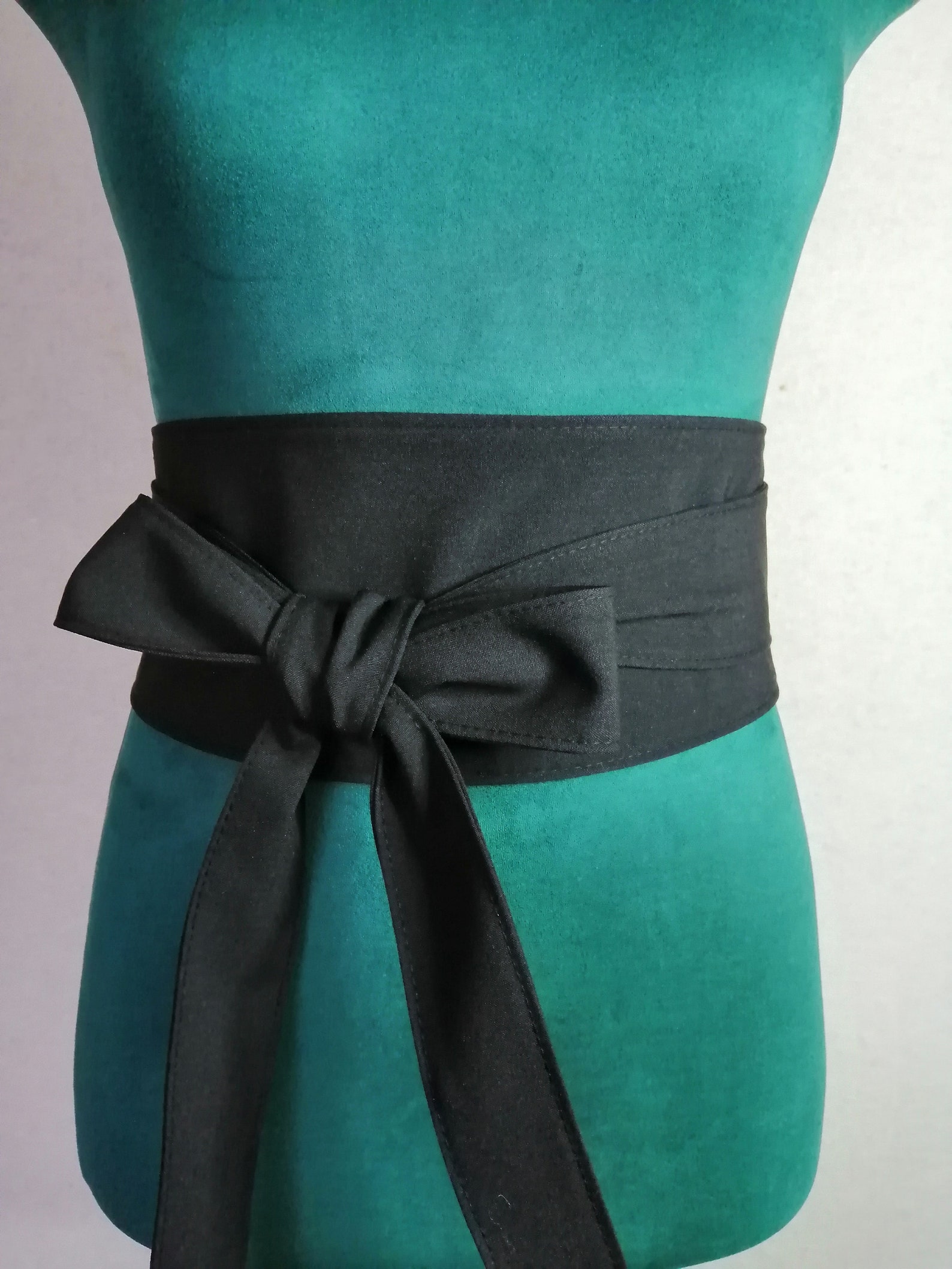 Black cloth sash casual women's Obi belt wide 033 Etsy