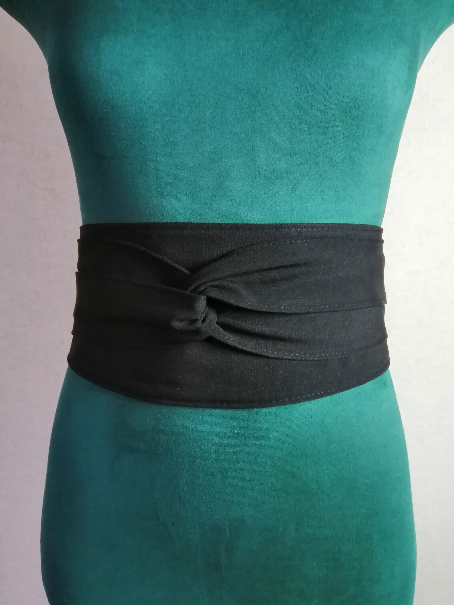 Black cloth sash casual women's Obi belt wide 033 | Etsy