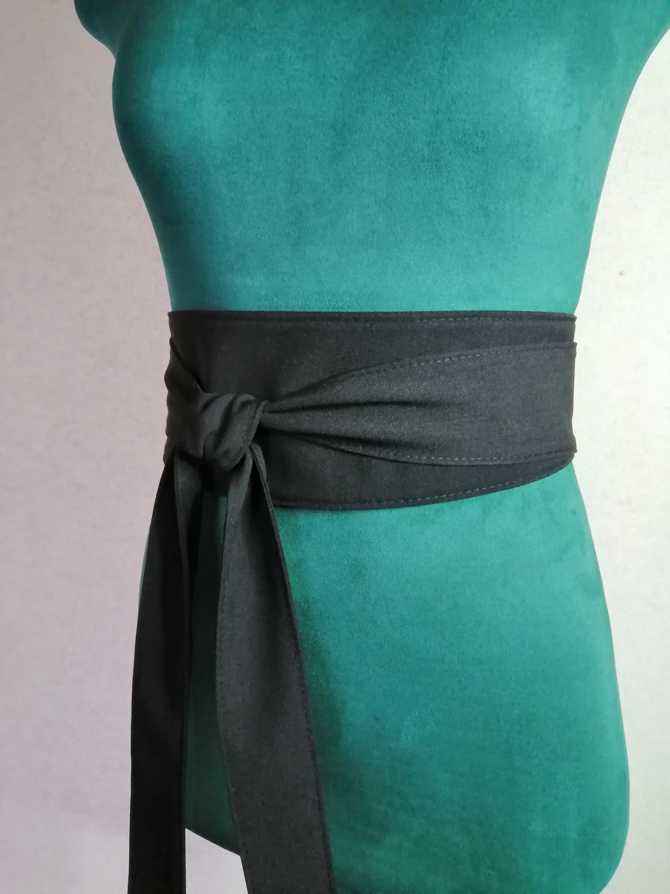 Black cloth casual women's Obi belt wide 032 reversible Etsy