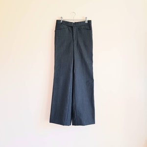 Vintage Del-Monti Suits Charcoal Dark Grey Gray Red Striped Wool Trousers