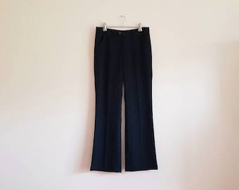 Vintage Black Striped Office Pants Trousers Slacks