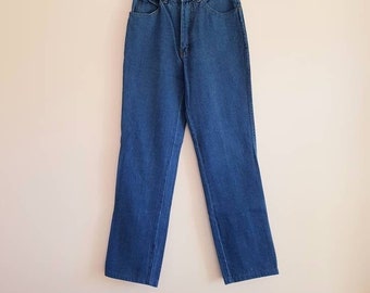 Vintage 80s Kentucky Straight Leg High Waisted Dark Blue Denim Jeans