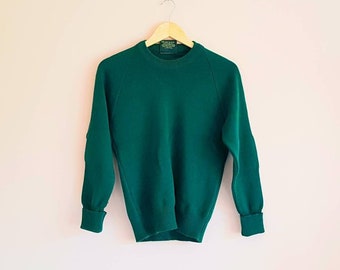 Vintage Green Wool Raglan Jumper Sweater