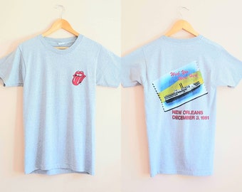 Vintage 80s 1981 Rolling Stones New Orleans Band Grey Single Stitch Screen Stars T Tee Shirt