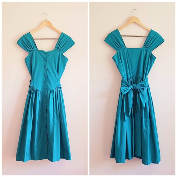 Vintage 80s does 50s Teal Green Fancy Dress