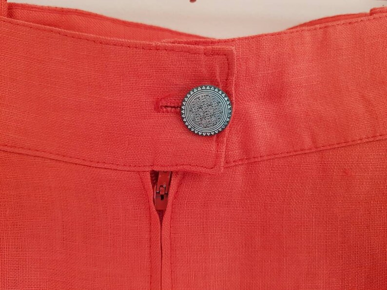 Vintage 80s 90s Designer Vertigo Paris Cropped Coral Jacket Skirt Set image 9