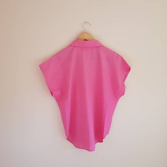 Vintage Pink Boxy Button Down Blouse - image 3