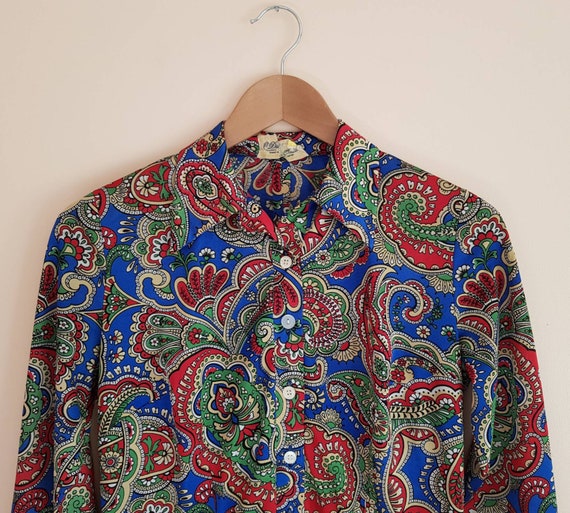 Vintage French Devernois Hippie 70s Red, Blue, Gr… - image 5