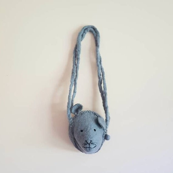 Wool Grey Mouse Children Novelty Hand Bag Purse - image 1