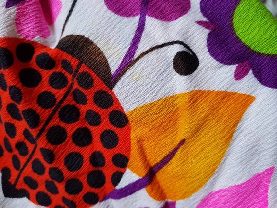 Rare Vintage 60s 70s Novelty Mod Ladybug Floral W… - image 6