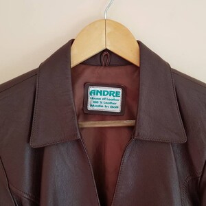 Vintage Fitted Brown Maroon Womens Lamb Leather Jacket image 3