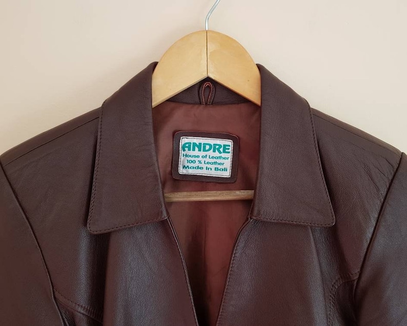 Vintage Fitted Brown Maroon Womens Lamb Leather Jacket image 3