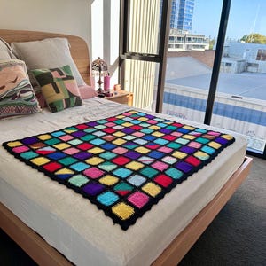Handmade Crochet Rainbow Throw