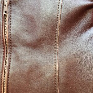 Vintage Fitted Brown Maroon Womens Lamb Leather Jacket image 7