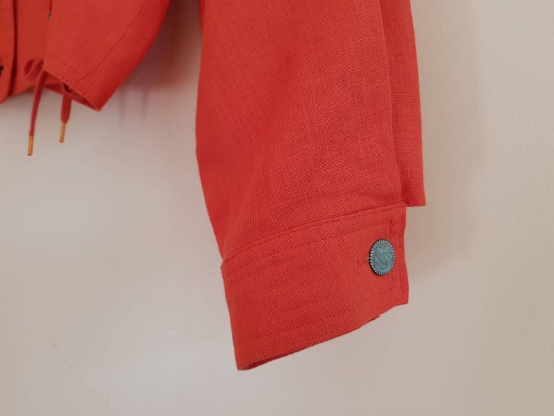 Vintage 80s 90s Designer Vertigo Paris Cropped Coral Jacket Skirt Set image 4