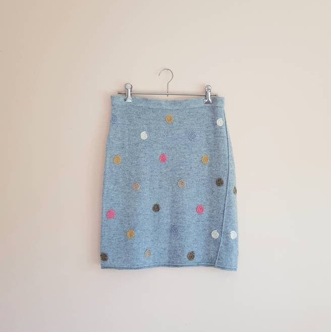 Vintage Multicolored Polka Dot Grey Wool Pencil Skirt - Etsy