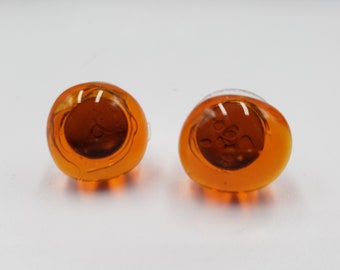 Glass Pebble Post Earrings - Orange
